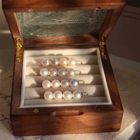 Classic Five-Pearl Hair Barrette Clip